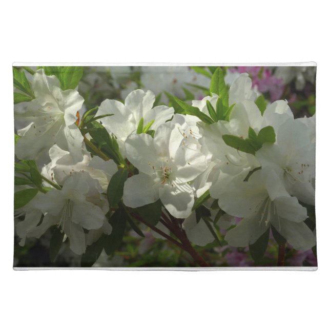 Sunlit White Azaleas Beautiful Spring Flowers Cloth Placemat (Front)