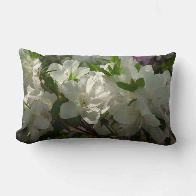 Sunlit White Azaleas Beautiful Spring Flowers Lumbar Pillow (Front)