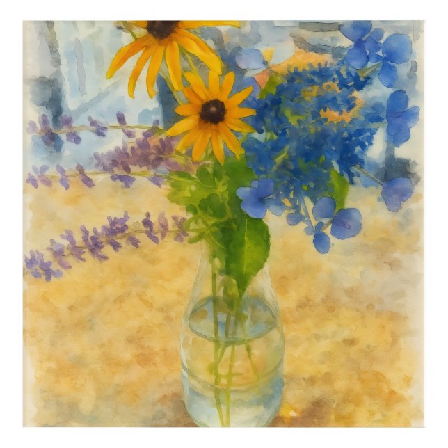 Sunlit Wildflower Bouquet Acrylic Print (Front)