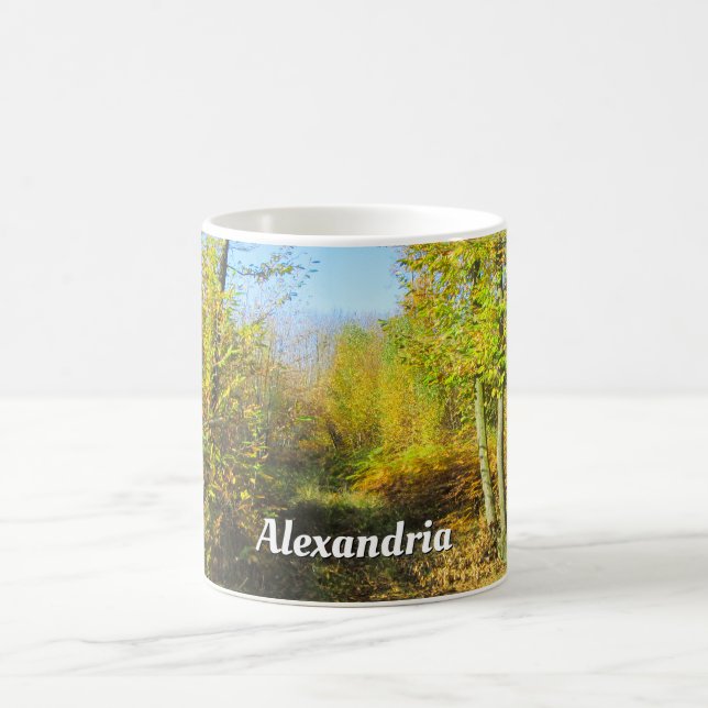 Sunlit Woods in Autumn - Personalized Coffee Mug (Center)