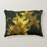 Sunlit Yellow Orchids Floral Accent Pillow