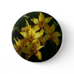 Sunlit Yellow Orchids Floral Button