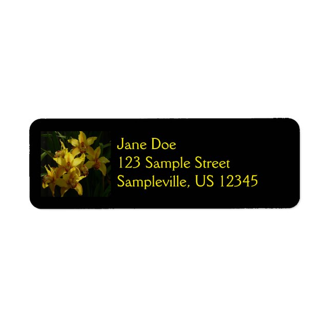 Sunlit Yellow Orchids Floral Label (Front)
