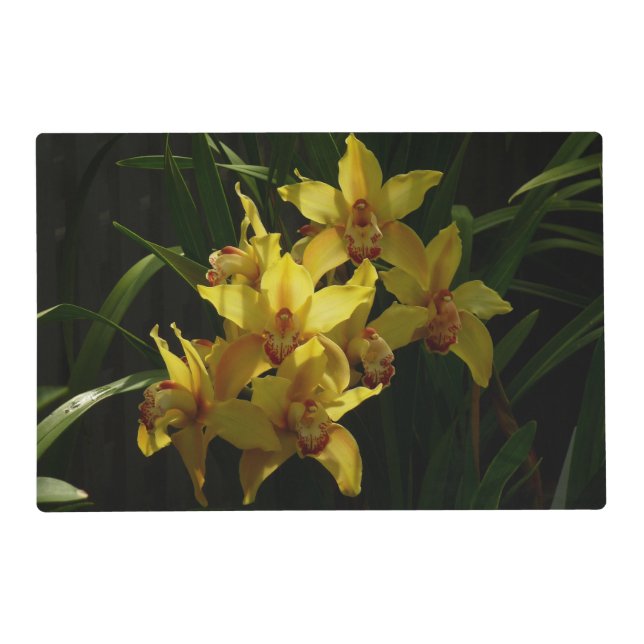 Sunlit Yellow Orchids Floral Placemat (Front)