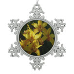 Sunlit Yellow Orchids Floral Snowflake Pewter Christmas Ornament