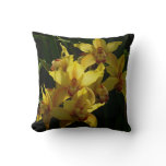 Sunlit Yellow Orchids Floral Throw Pillow