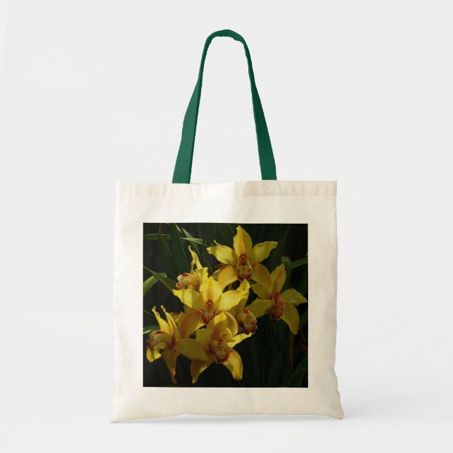 Sunlit Yellow Orchids Floral Tote Bag (Front)