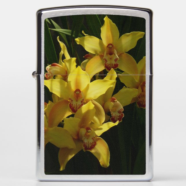Sunlit Yellow Orchids Floral Zippo Lighter (Front)