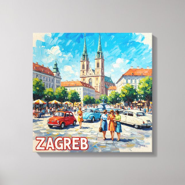 Sunlit Zagreb Cathedral Promenade Canvas Print (Front)