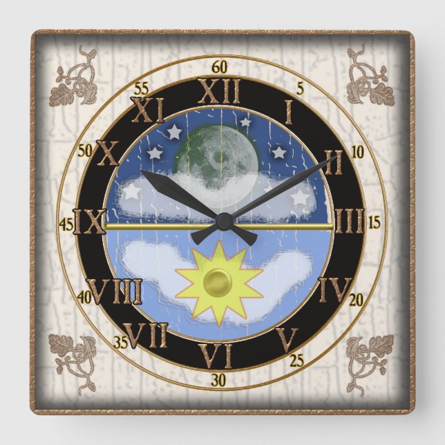 sunmoon dial square wall clock (Front)