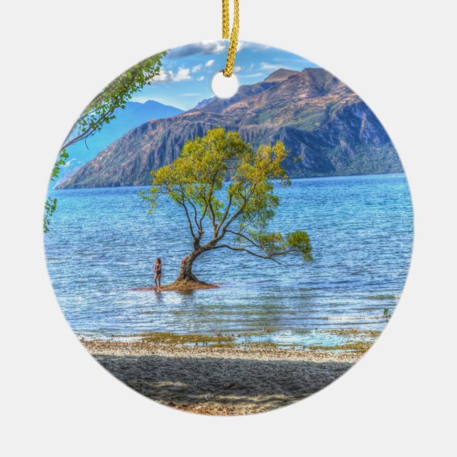 Sunning Lake Wanaka New Zealand Sea island gifts Ceramic Ornament (Front)