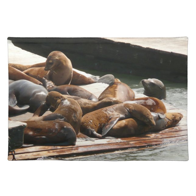 Sunning Sea Lions in San Francisco Cloth Placemat (Front)