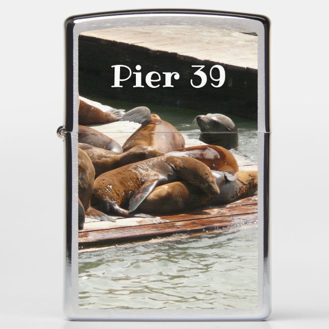 Sunning Sea Lions in San Francisco Zippo Lighter (Front)