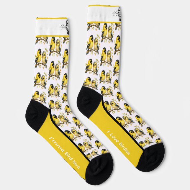Sunny American Goldfinch Bird Socks (Right)
