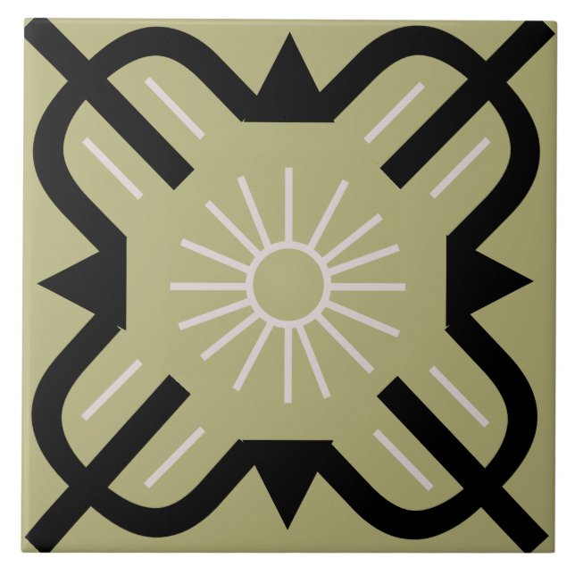 Sunny Art deco pattern Ceramic Tile (Front)