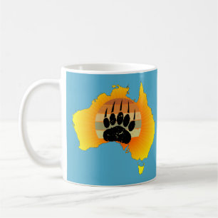 Sunny Australia Map Bear With Retro Sunset Coffee Mug