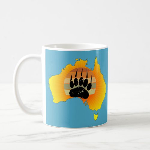 Sunny Australia Map Bear With Retro Sunset Coffee Mug