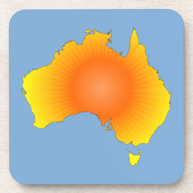 Sunny Australia Map Beverage Coaster (Front)