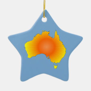 Sunny Australia Map Ceramic Ornament