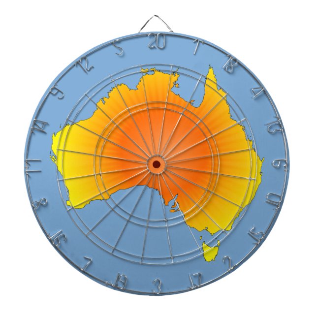 Sunny Australia Map Dartboard With Darts (Front)
