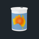Sunny Australia Map Drink Pitcher<br><div class="desc">A sunny version for the Australian map. Image in yellow and orange. Blue background in selected images.</div>