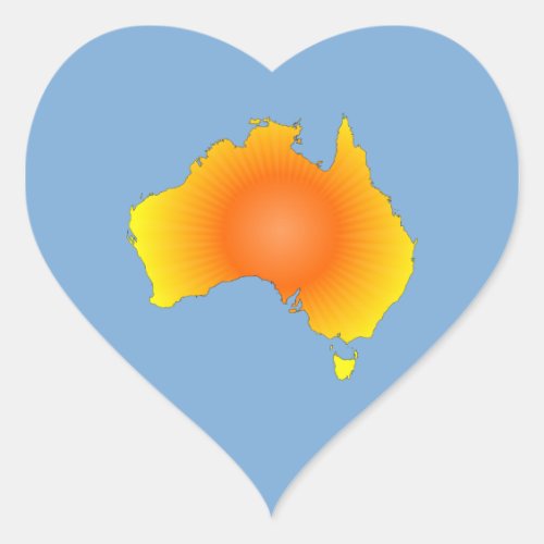 Sunny Australia Map Heart Sticker
