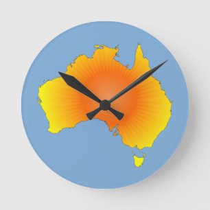 Sunny Australia Map Round Clock