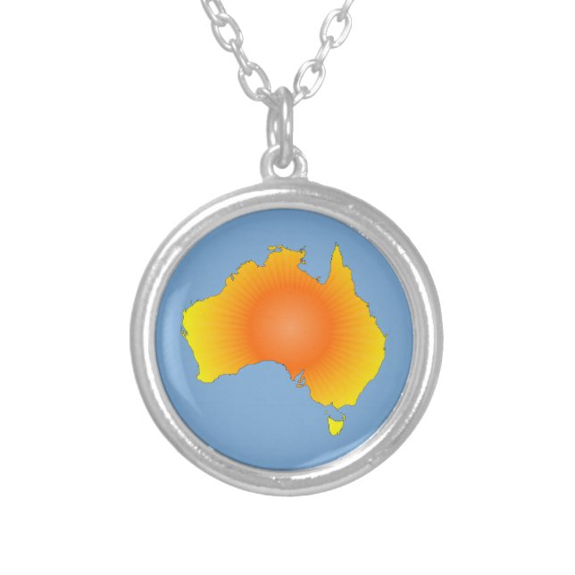 Sunny Australia Map Silver Plated Necklace (Front)