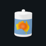 Sunny Australia Map Teapot<br><div class="desc">A sunny version for the Australian map. Image in yellow and orange. Blue background in selected images.</div>