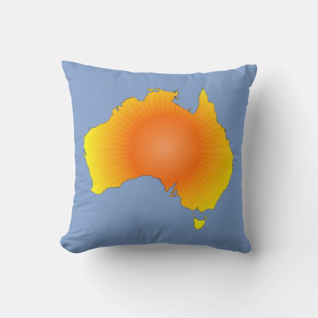 Sunny Australia Map Throw Pillow (Front)