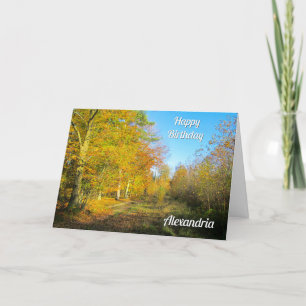 Sunny Autumn Forest - Personalized Birthday Card