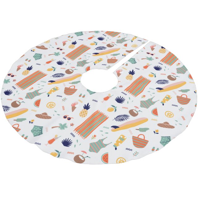Sunny Beach Fun Pattern Brushed Polyester Tree Skirt (Angled)