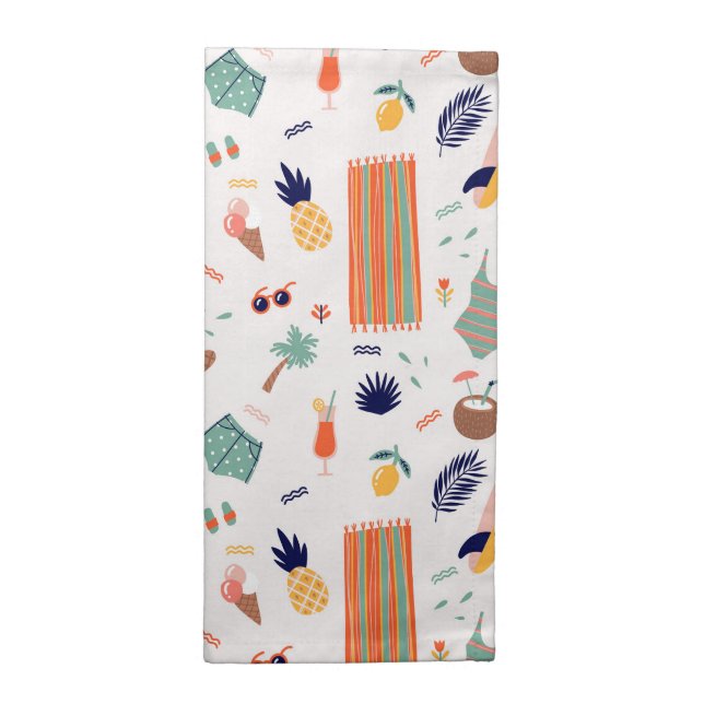 Sunny Beach Fun Pattern Cloth Napkin (Half Fold)