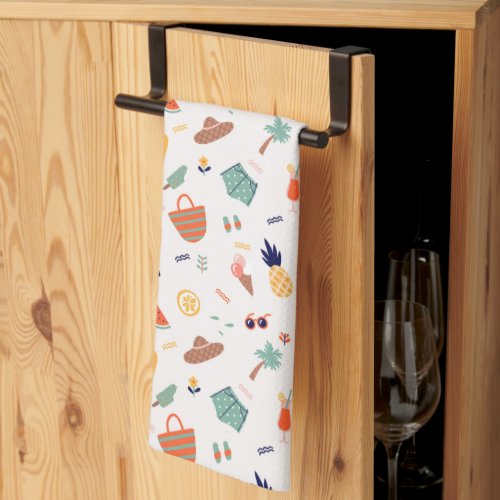 Sunny Beach Fun Pattern Kitchen Towel