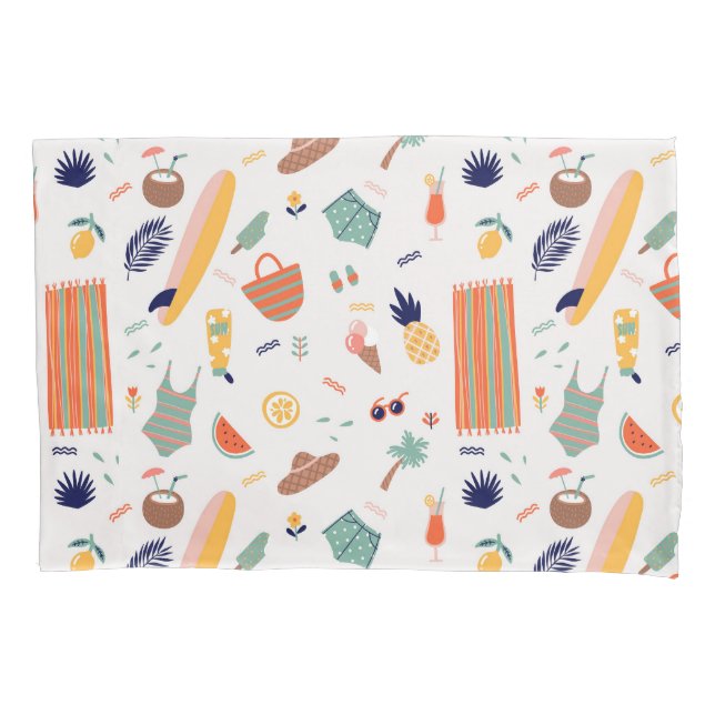 Sunny Beach Fun Pattern Pillow Case (Front-Left)
