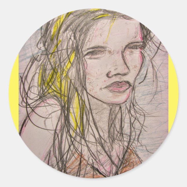 Sunny Beach Girl Classic Round Sticker (Front)