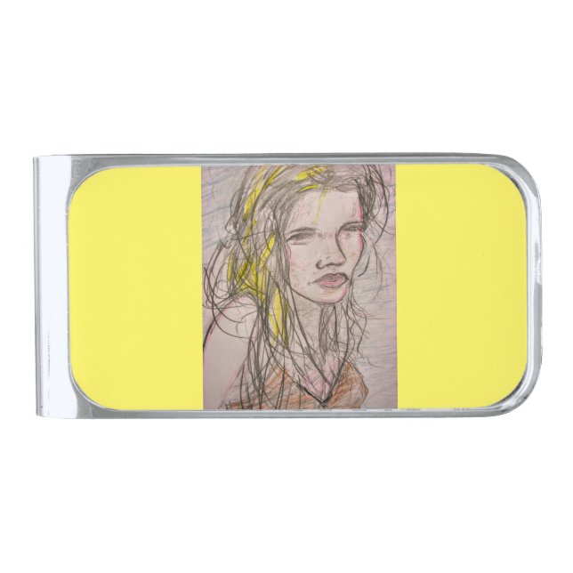 Sunny Beach Girl Silver Finish Money Clip (Front)