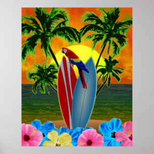 Sunny Beach Surfing Poster