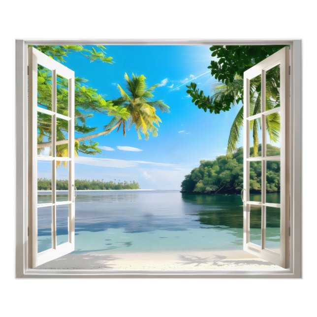 Sunny Beach Window View Photo Print (Front)