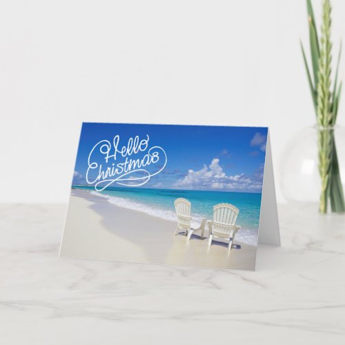 Sunny Beach With 2 Chairs Christmas Card