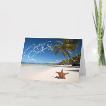 Sunny Beach With Starfish Christmas Card