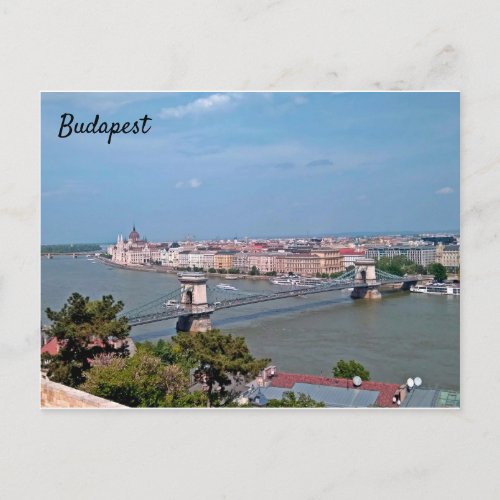 Sunny beautiful panorama postcard from Budapest
