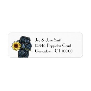 Sunny Black Miniature Poodle Label by offleashart at Zazzle