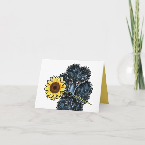 Sunny Black Miniature Poodle Yellow Inside Card