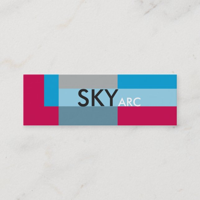 Sunny Blocks Blue Red Mini Business Card (Front)