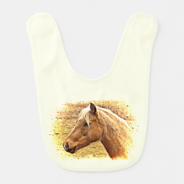 Sunny Blonde and Brown Horse Animal Bib (Front)
