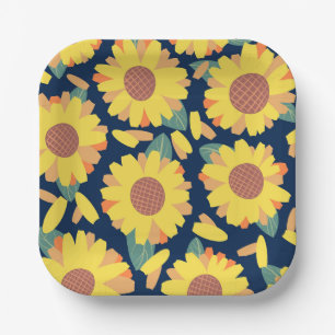Sunny Bloom Doodles Paper Plates