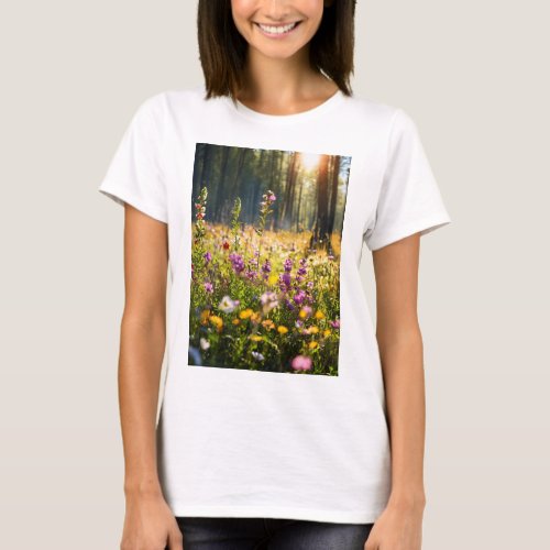 Sunny Blooms Meadow and Forest Harmony T_Shirt