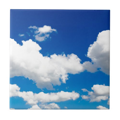 Sunny blue sky with white clouds ceramic tile