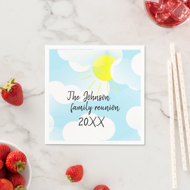 Sunny Blue Summer Sky with Clouds Family Reunion Napkins (Insitu)